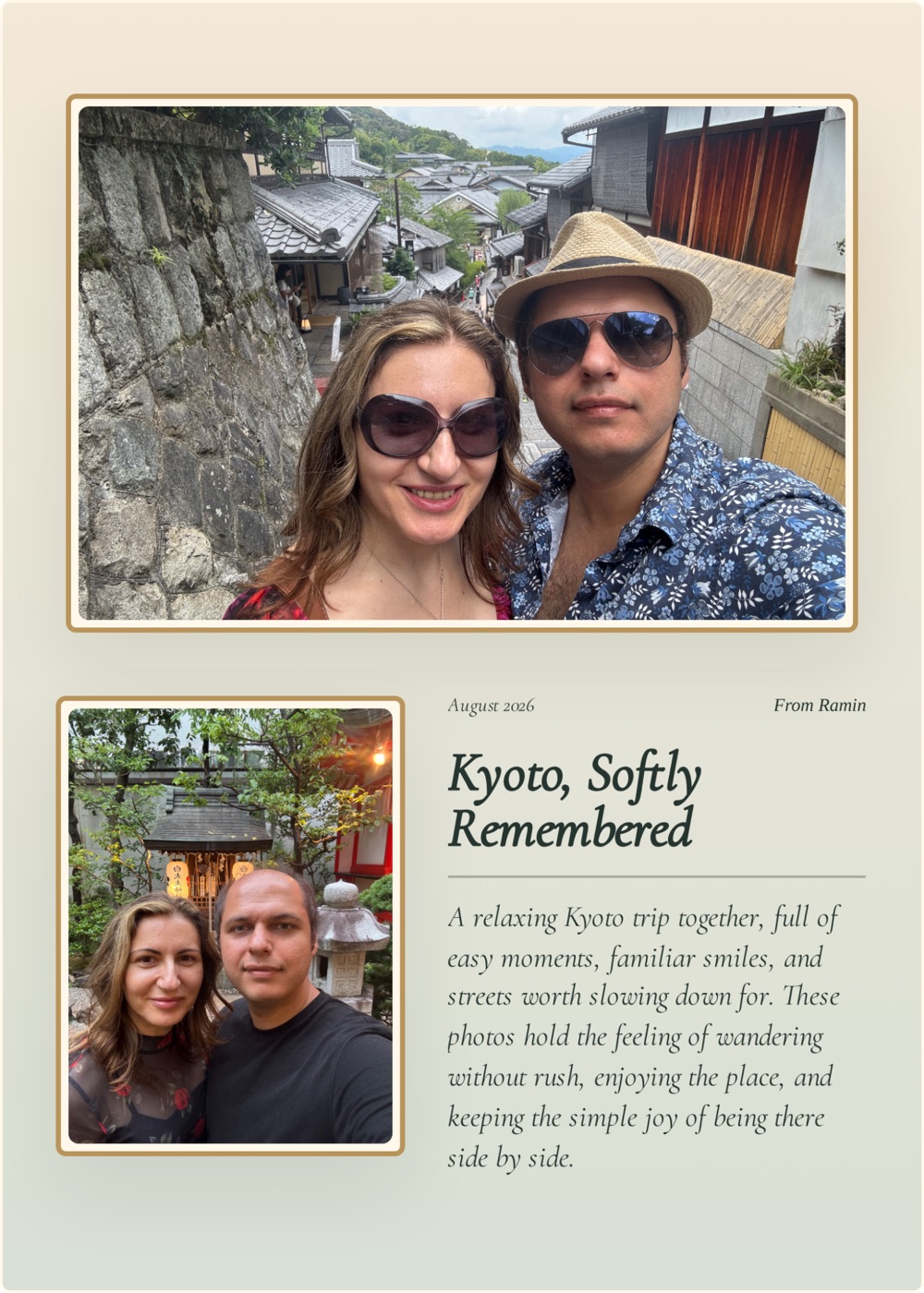 Kyoto, Softly Remembered, a finished Pamtiva travel memory