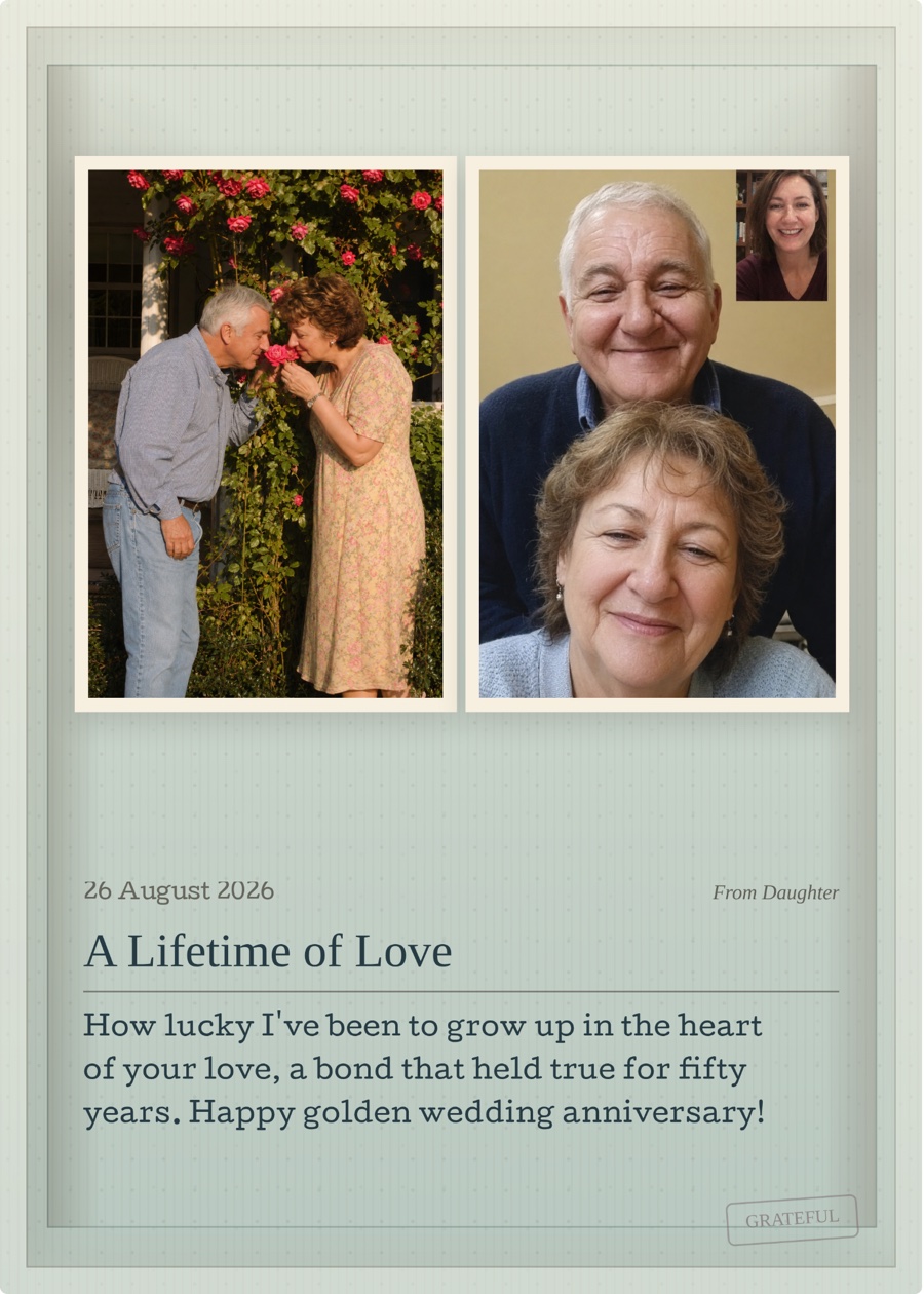 A Lifetime of Love, a finished Pamtiva anniversary memory