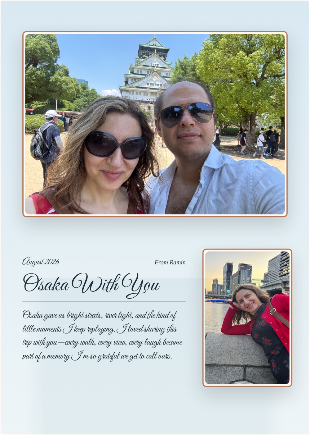 Osaka With You, a finished Pamtiva travel memory in a script design